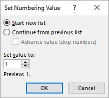 Filling Table Cells with Sequential Numbers Microsoft Word