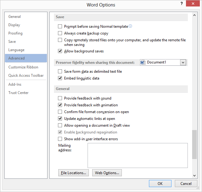 how to change default settings word 2016 for pc