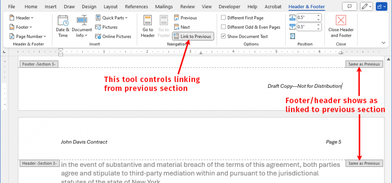 microsoft word different headers on each page 2018