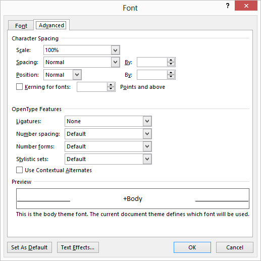 word 2013 vertical alignment