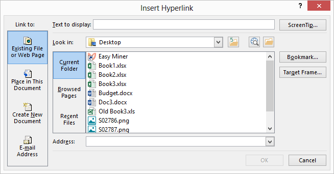 create a hyperlink in word 2013