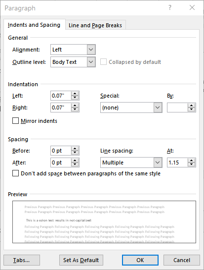 how to change word settings to see top margin when typing