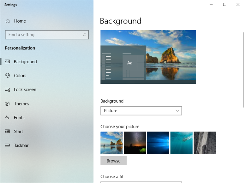 batch file to change desktop background windows 10