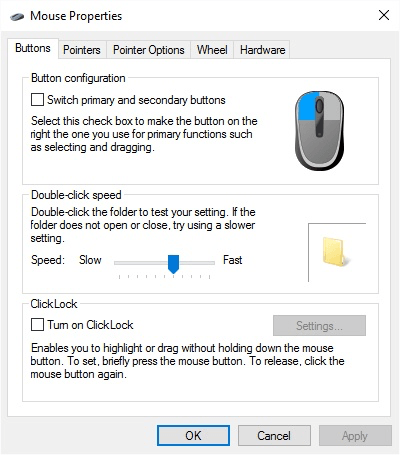 left handed mouse settings