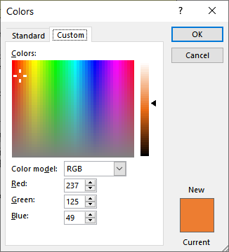 Determining The Rgb Value Of A Color Microsoft Excel