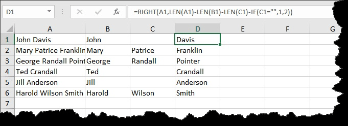 excel split cells mid column