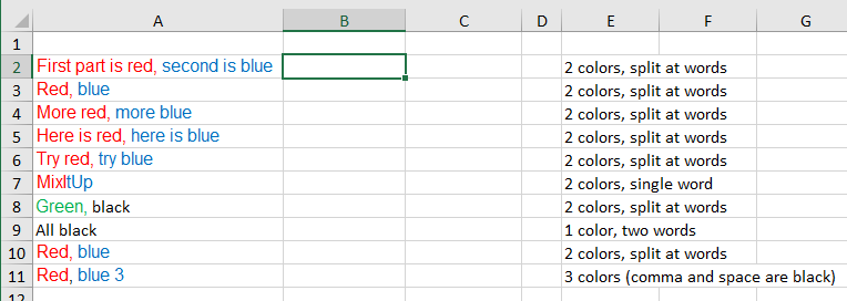 separating textcolor microsoft excel