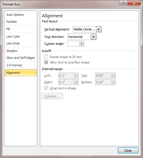 how to change text direction excel chart axis label