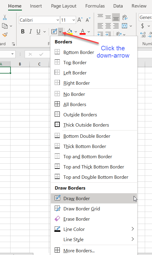 Drawing Borders Microsoft Excel