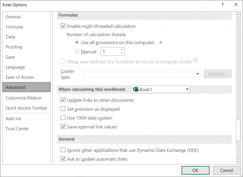 excel options dialog box for mac 2011