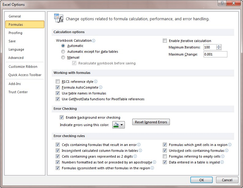 excel macro enable iterative calculations