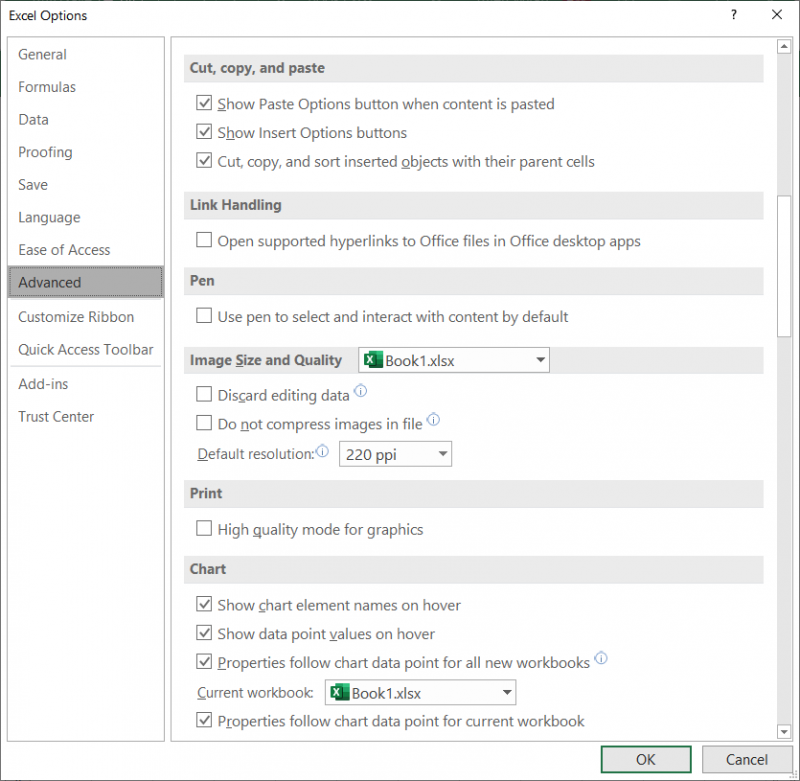 Turning Off Paste Options Microsoft Excel