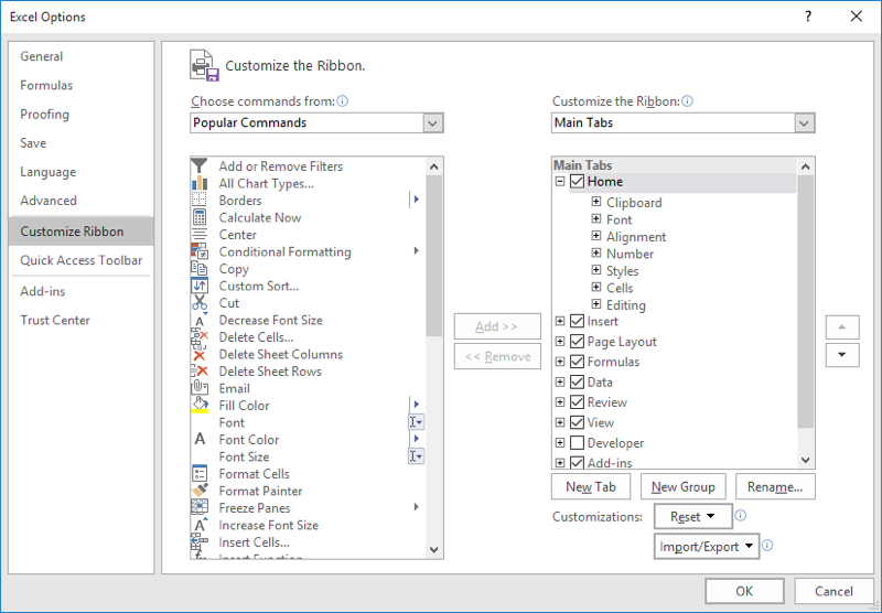 how to enable the developer tab in excel