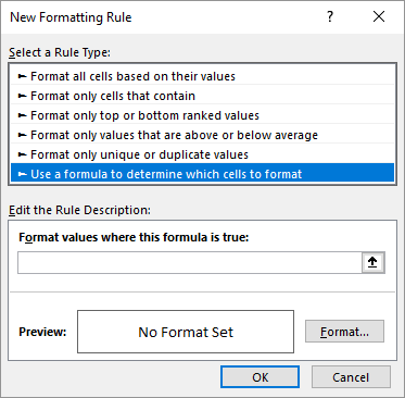 conditional formatting excel 2016 highlight row