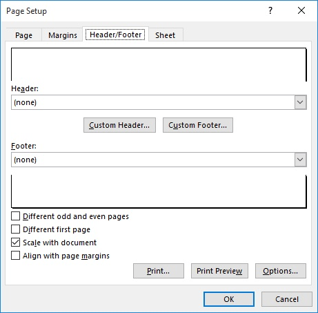 how to show header in excel 2016